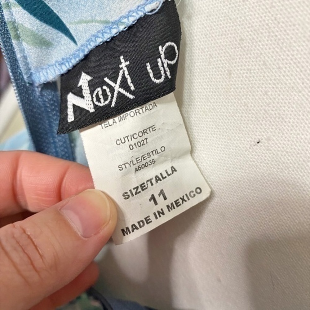 Next Up Vintage Juniors Y2K Blue Floral Maxi Spaghetti Straps Dress - Picture 3 of 9
